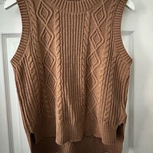 Joie Cable Knit Sleeveless Sweater - Tan